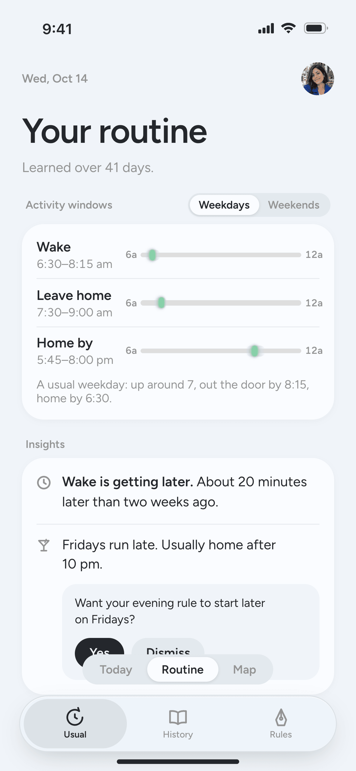 Yousual routine screen