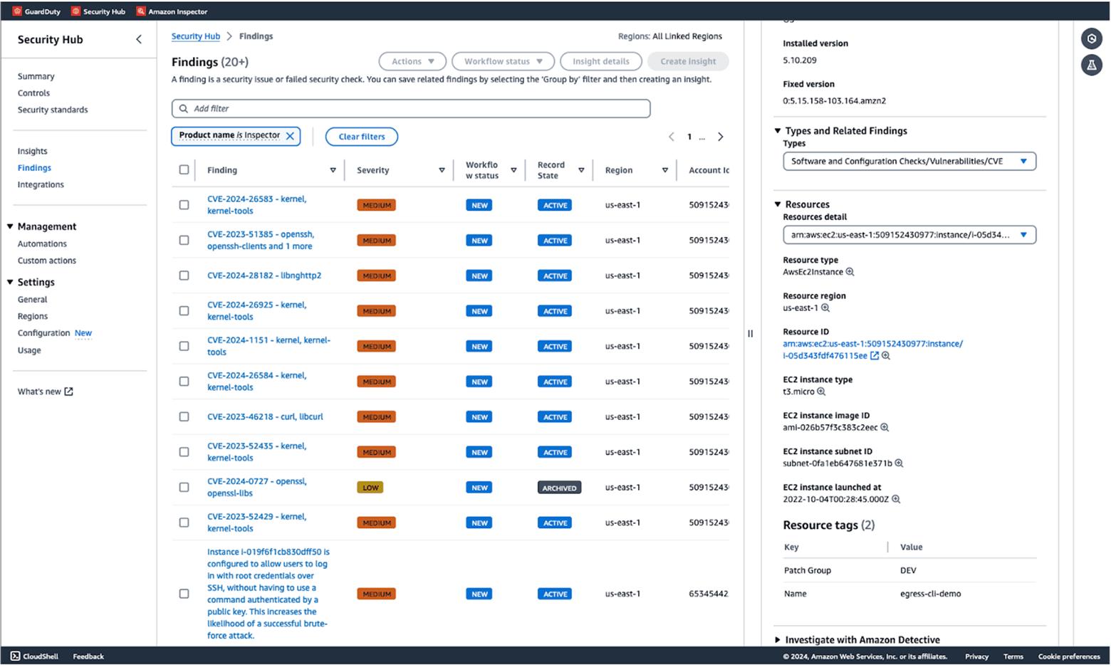 AWS Security Hub CSPM interface