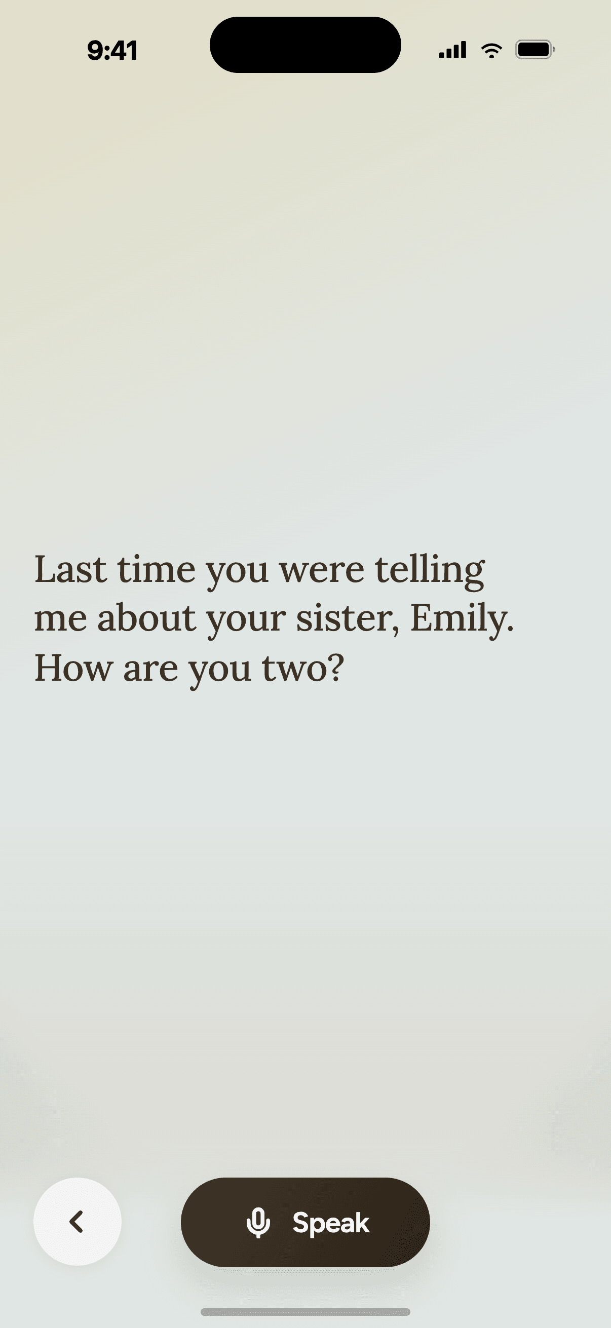Life Mirror voice conversation screen