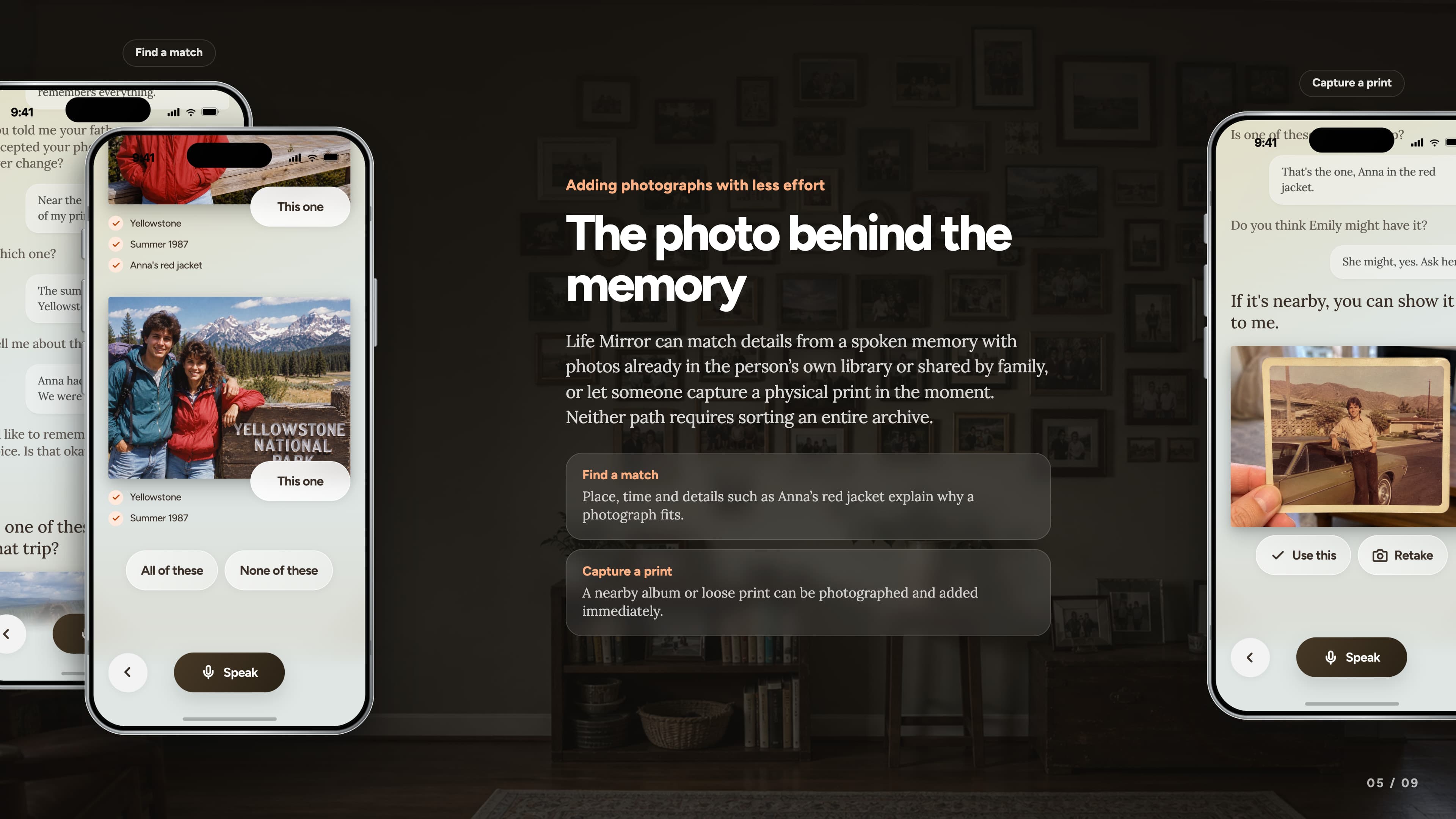 Spoken details explain why a photograph matched